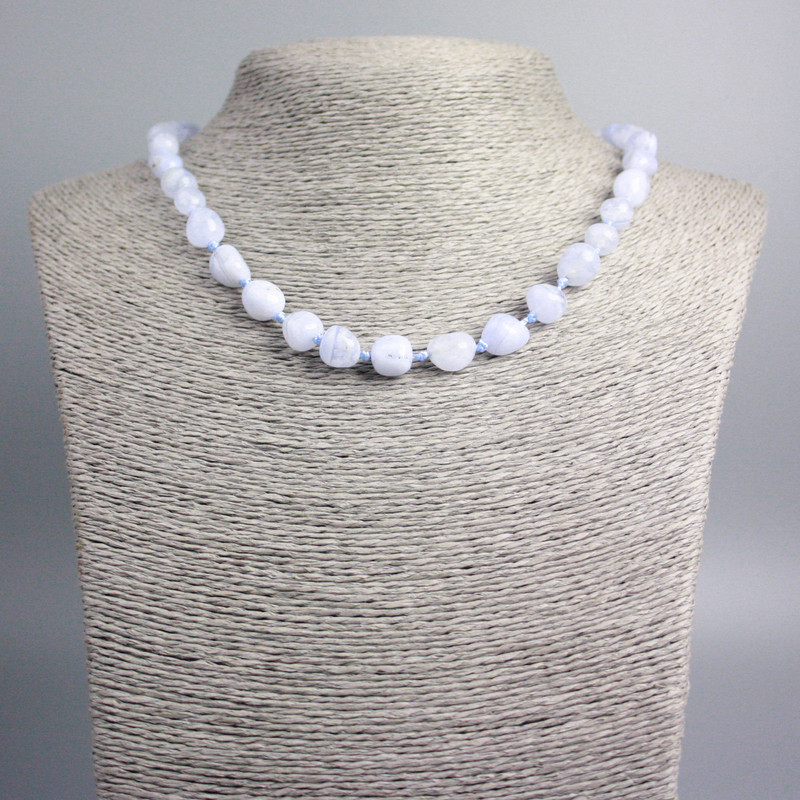 Colier cu acvamarin, piatră naturală, mărgele fațetate, diametrul 11x8 mm, lungime 46 cm