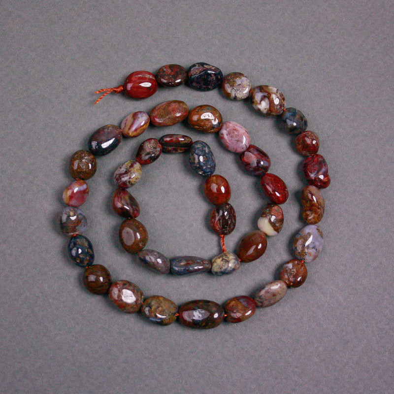 Mărgele din petersit natural pe șnur, cu fațete, diametru 7×10 mm, lungime aproximativă 38 cm