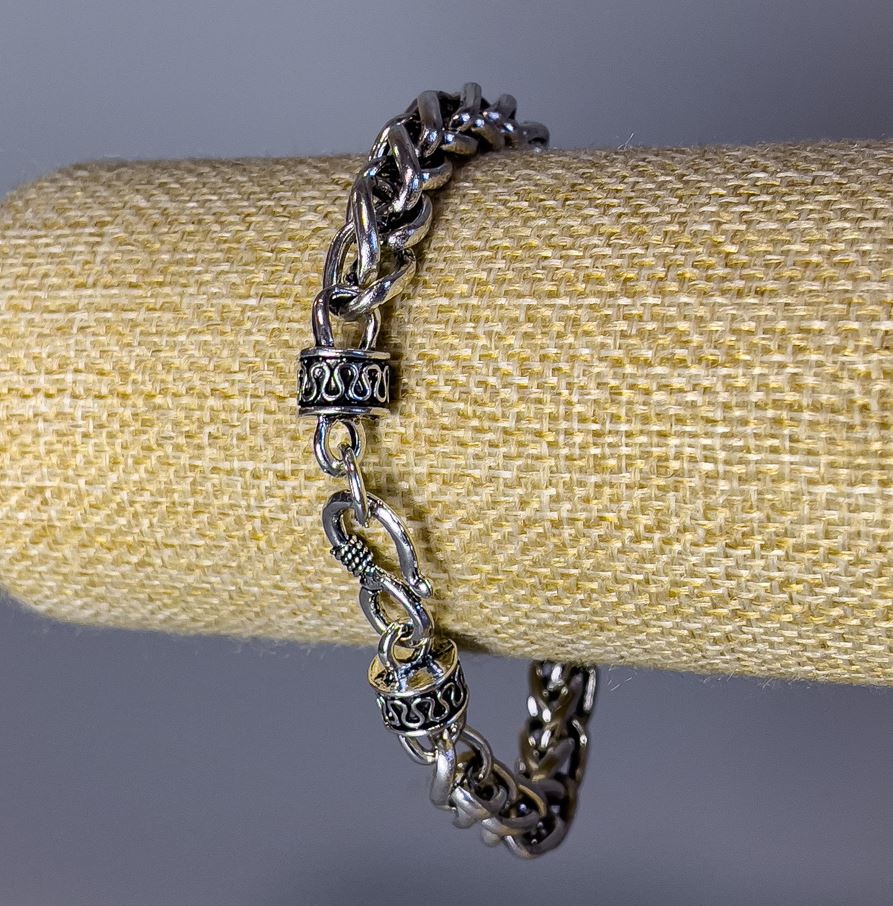 Brățară-lanț «Încuietoare» din metal argintiu 6×8 mm, grosime 8 mm, lungime 21 cm +