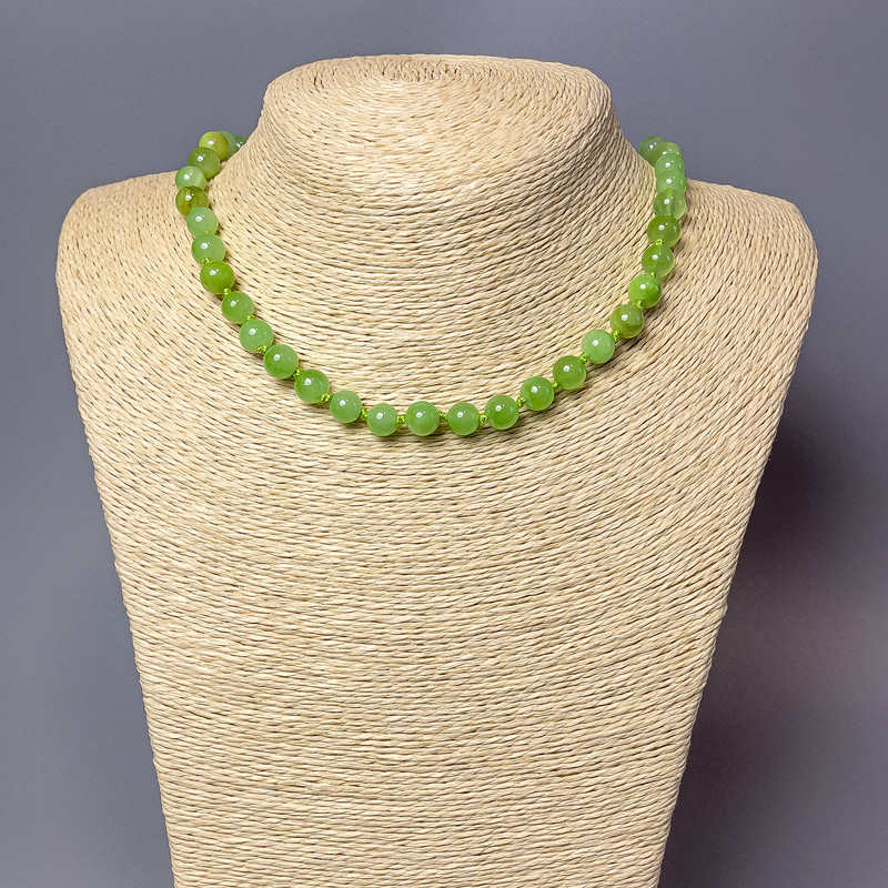 Colier din onix (presat) mărgele netede, diametrul 8,5 mm, lungime 47 cm