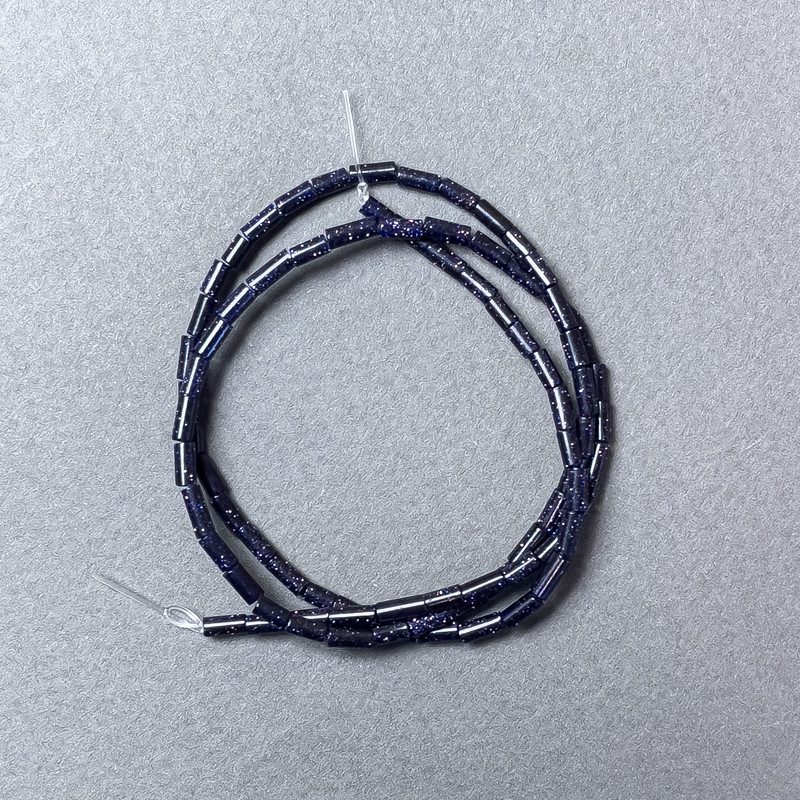 Намистини Авантюрин Ніч Каїра рубка, діаметр 2х4мм+-, довжина 38см+- на волосіні