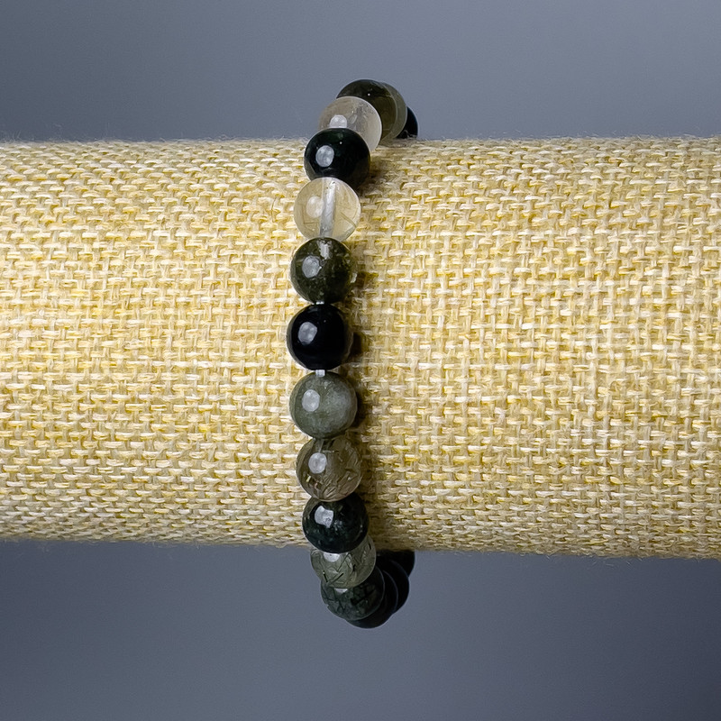 Brățară din cuarț rutilit (păr de pisică), piatră naturală, mărgele netede, diametrul de 6 mm (+/-), lungime 18 cm (elastic)