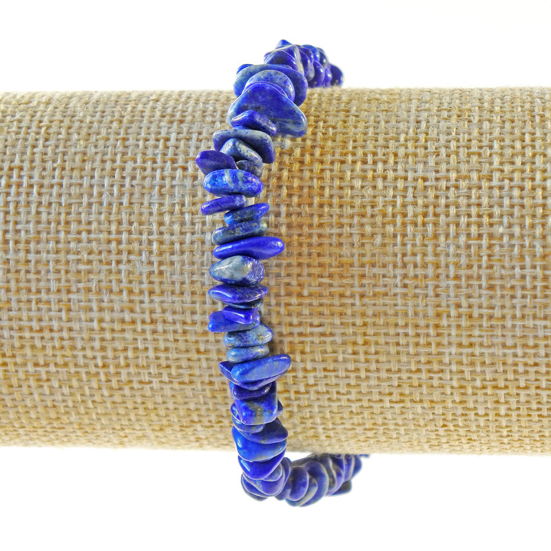 Brățară din lazurit, piatră naturală – fragmente, diametru 7×2 mm, lungime 18 cm ± (elastică)