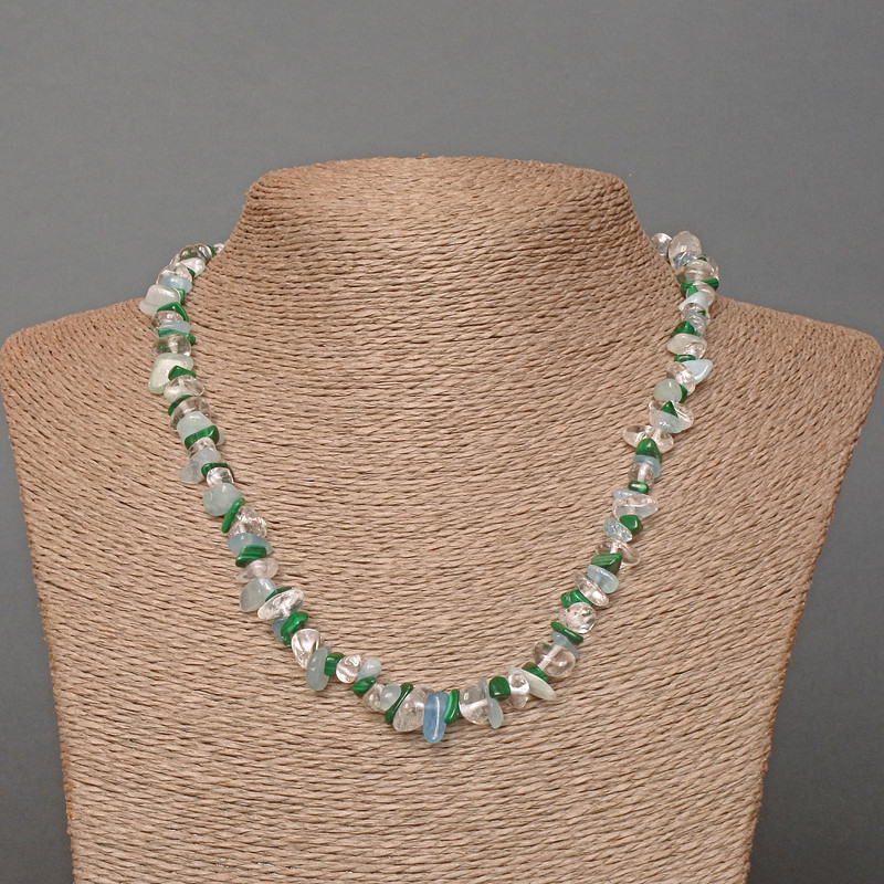 Colier asortiment din piatră naturală, granule, diametrul 7×3 mm, lungime 48 cm