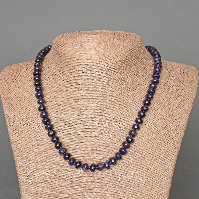 Colier cu aventurin «Noaptea Cairo» (Sintetic) – rondel neted, diametrul 8x5 mm, lungime 49 cm